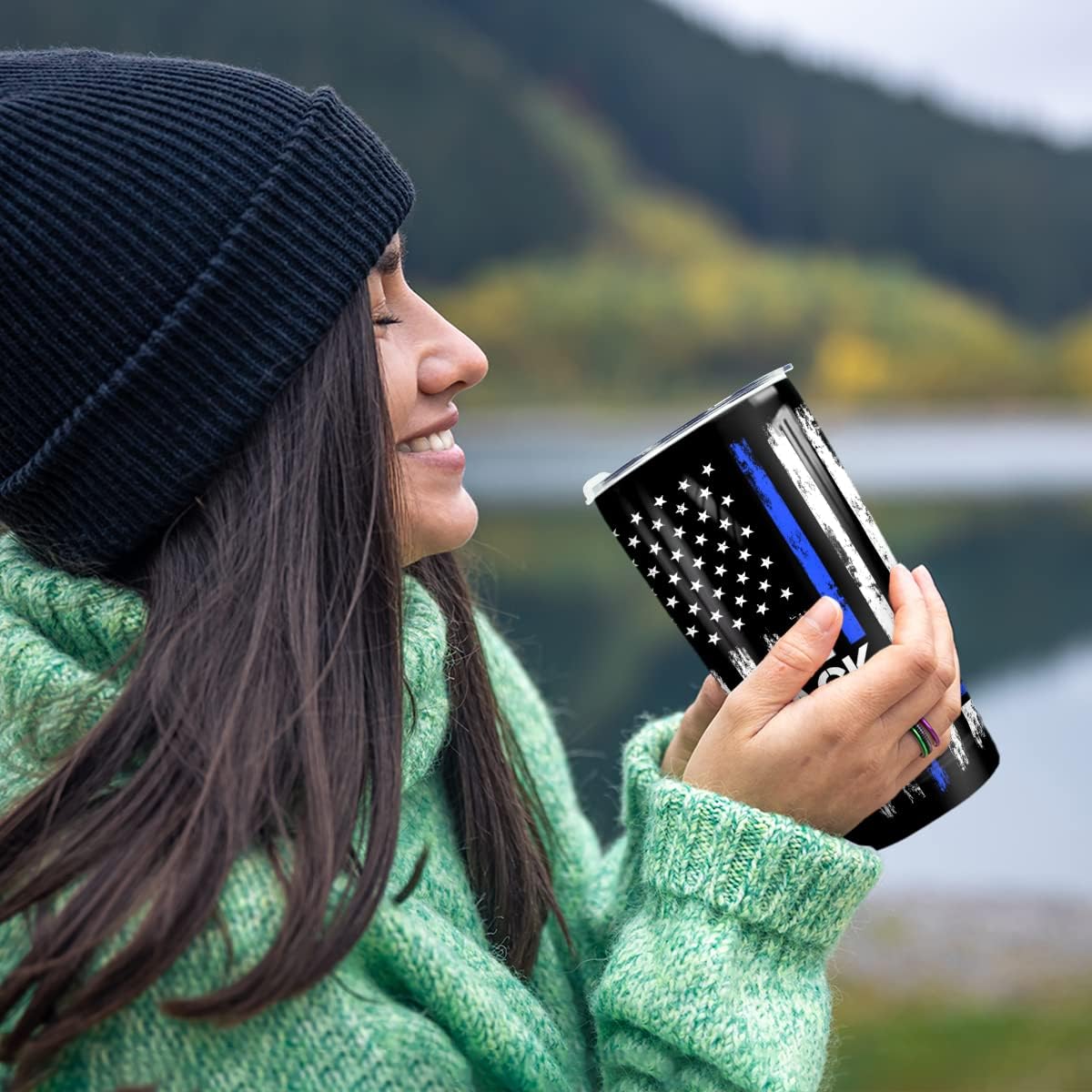 winorax Police Gifts Back The Blue American Flag Tumbler US Flag Police Academy Graduation Gifts for Men Cops Officer Retirement Tumblers 20oz Stainless Steel Travel Cups - Image 7