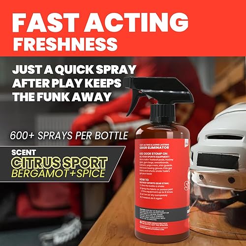 Miniatura 3 de Uncle Todd's Odor Stomp Sports Equipment Eliminador de olores en espray  Desodorizador de enzimas extra fuerte para fútbol, hockey, bolsas de