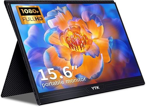 ytk Monitor portátil, pantalla portátil, 15.6 pulgadas, 1920 x 1080 segundo, extensor de computadora portátil FHD con cubierta inteligente USB tipo