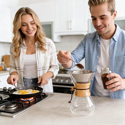 Miniatura 3 de Cafetera de goteo de 20 onzas, jarra de vidrio con filtro sujeto de filtro, cafetera manual para acampar (6 tazas/20 onzas)