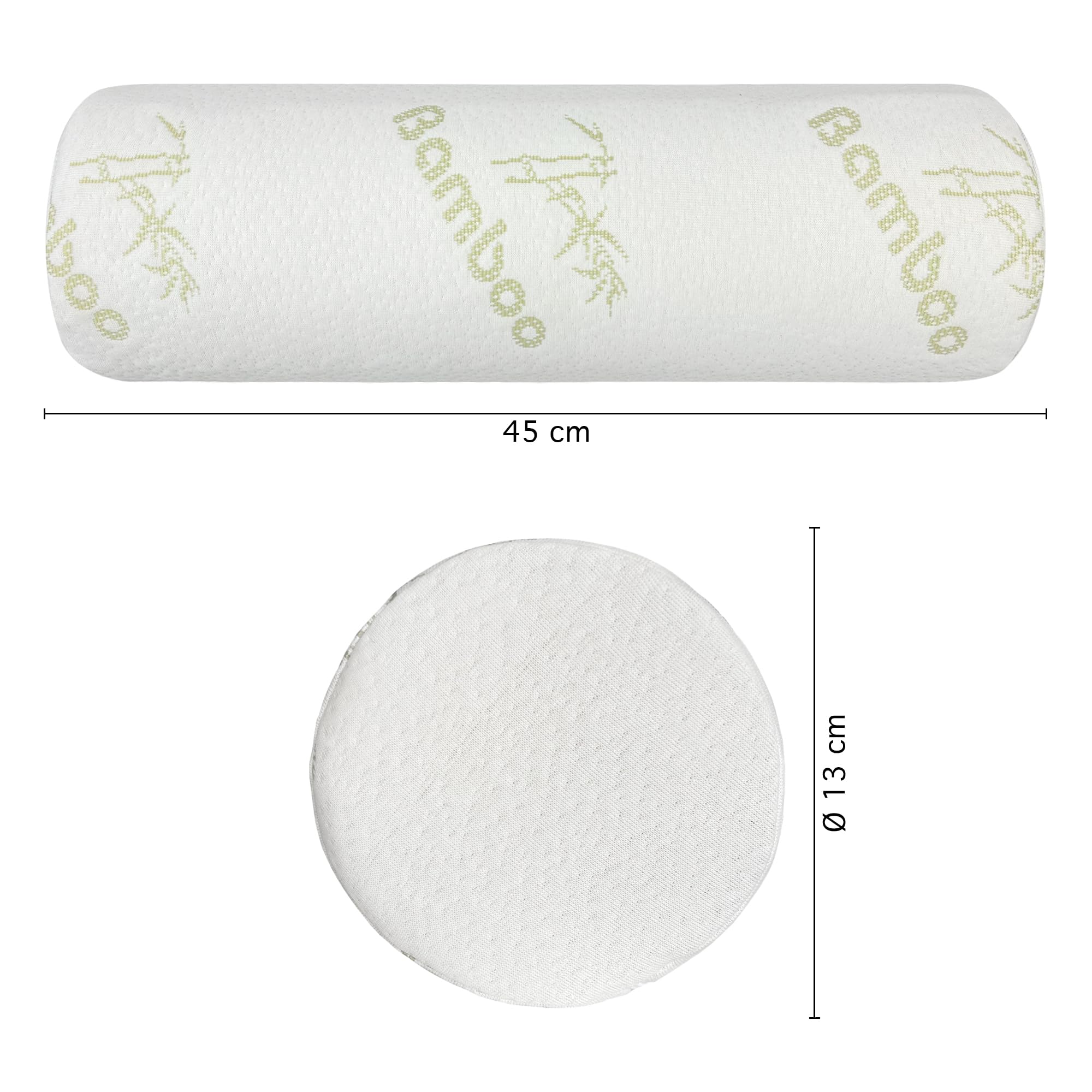 Cuscino Lungo Memory Foam Bambù Ergonomico Guanciale Cilindrico Cervicale Lombare Letto o Divano Fodera Rimovibile Lavabile Supporto Cuscini Prodotto Certificato Oeko Tex Cilindro Rotondo(Tubolare)