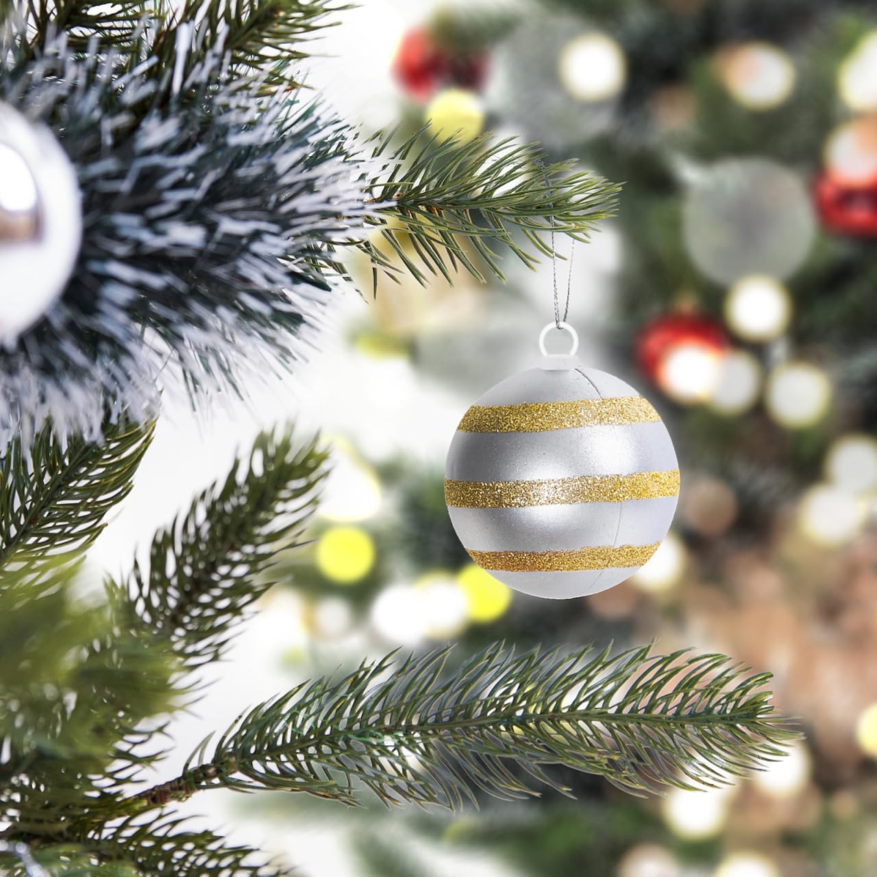Christmas Foam Ornaments Hanger Caps: 100pcs Foam Ball Snap Locking String String Precut Hanging Ropes Precut Hanging Ropes Fasteners for Christmas Tree Ornament Supply