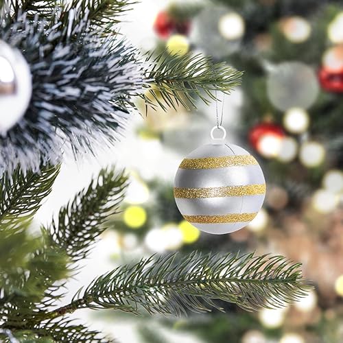 Miniatura 9 de Angoily 100 tapas redondas de adorno de Navidad, tapas de gancho de Navidad, adornos de bolas de Navidad, accesorios de tapa de repuesto para