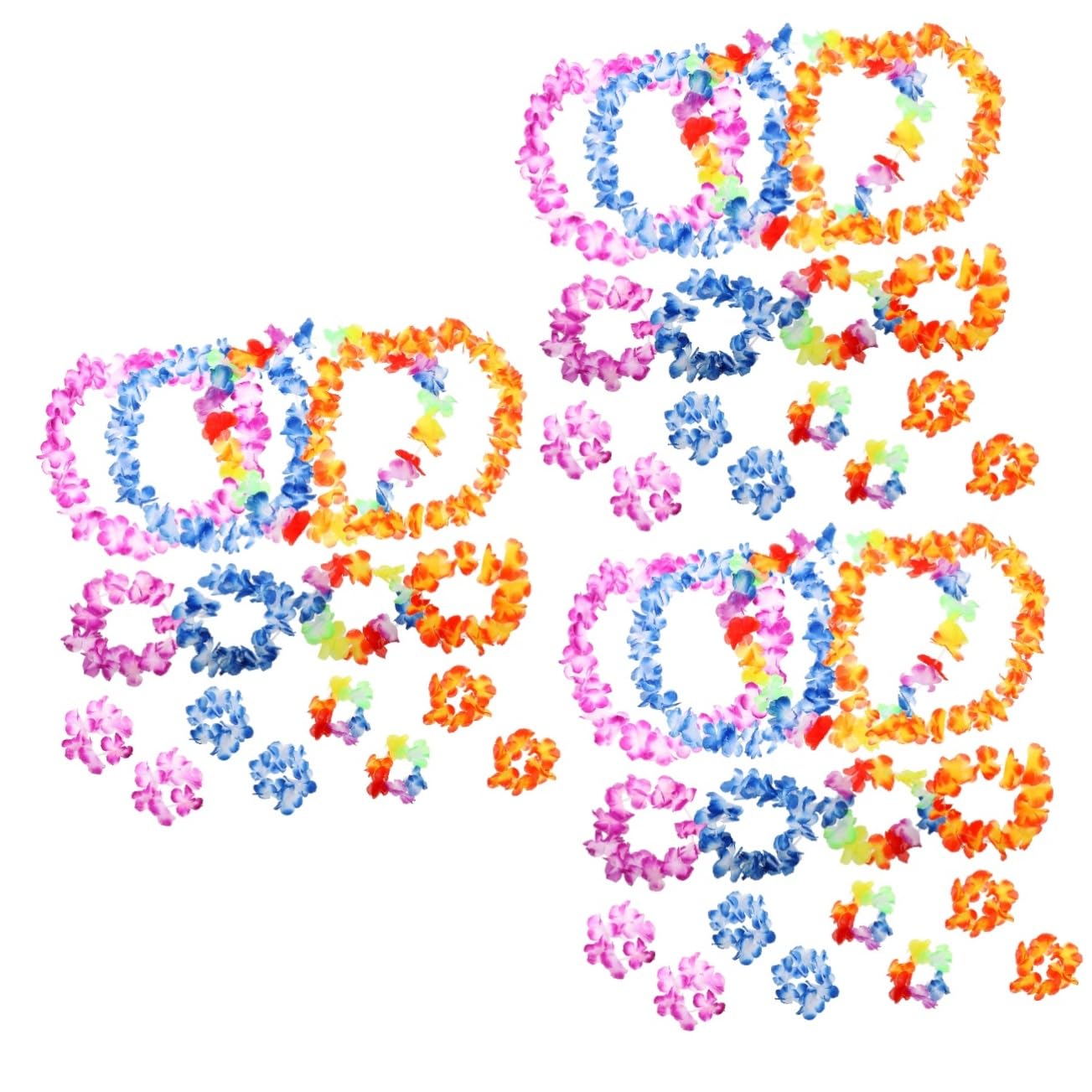ibasenice 3 Juegos Leus Hawaianos Collar De Flores Diademas Pulseras Hawai Leis Collar Guirnaldas Hawaianas Hawai Flores Decoraciones Artificial Adorno Hawaiano Niño Pétalo Combinación Paño