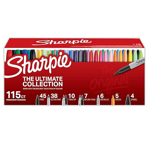 Sharpie Permanent Markers Ultimate Collection Fine and Ultra Fine Points Assorted Colors 115 Count - 115 Count (Pack of 1) - Markers