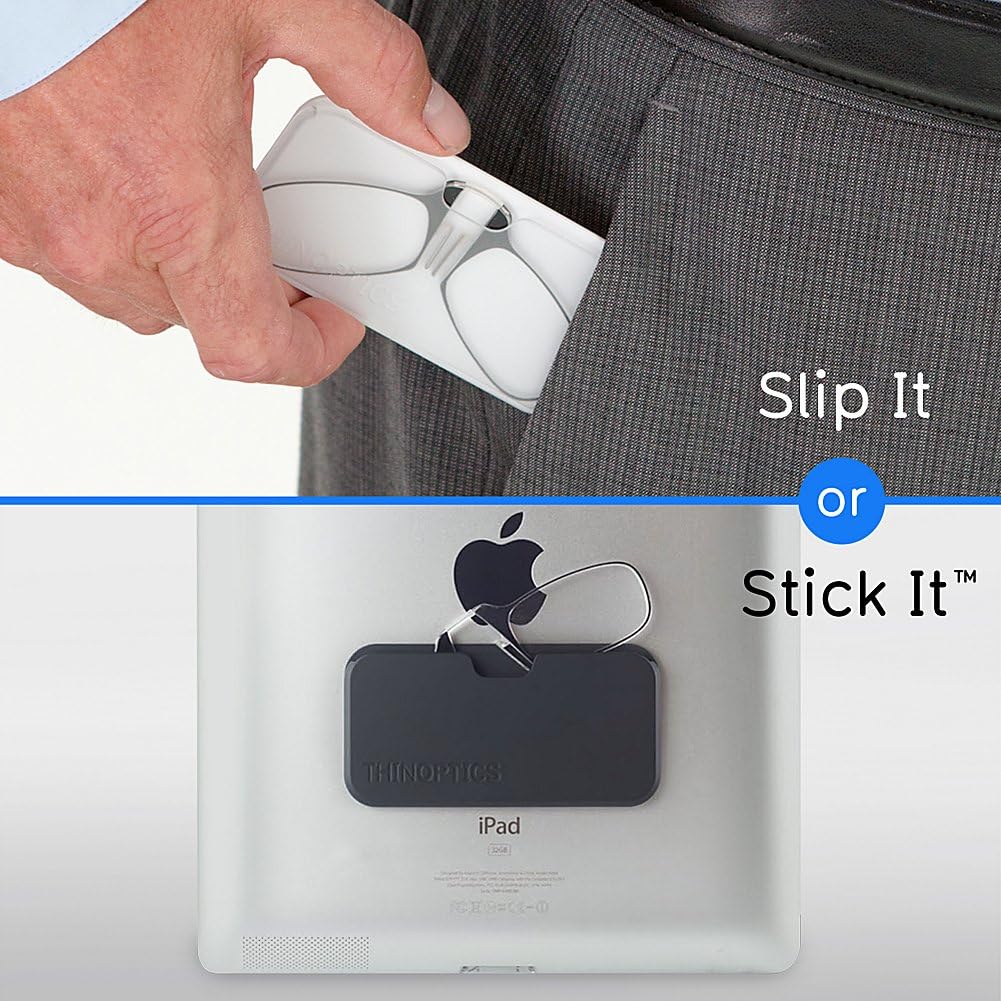 ThinOptics unisex-adult Reading Glasses + Black Universal Pod Case | Red Frames, 2.50 Strength Readers Red Frame / Black Case, 44 mm