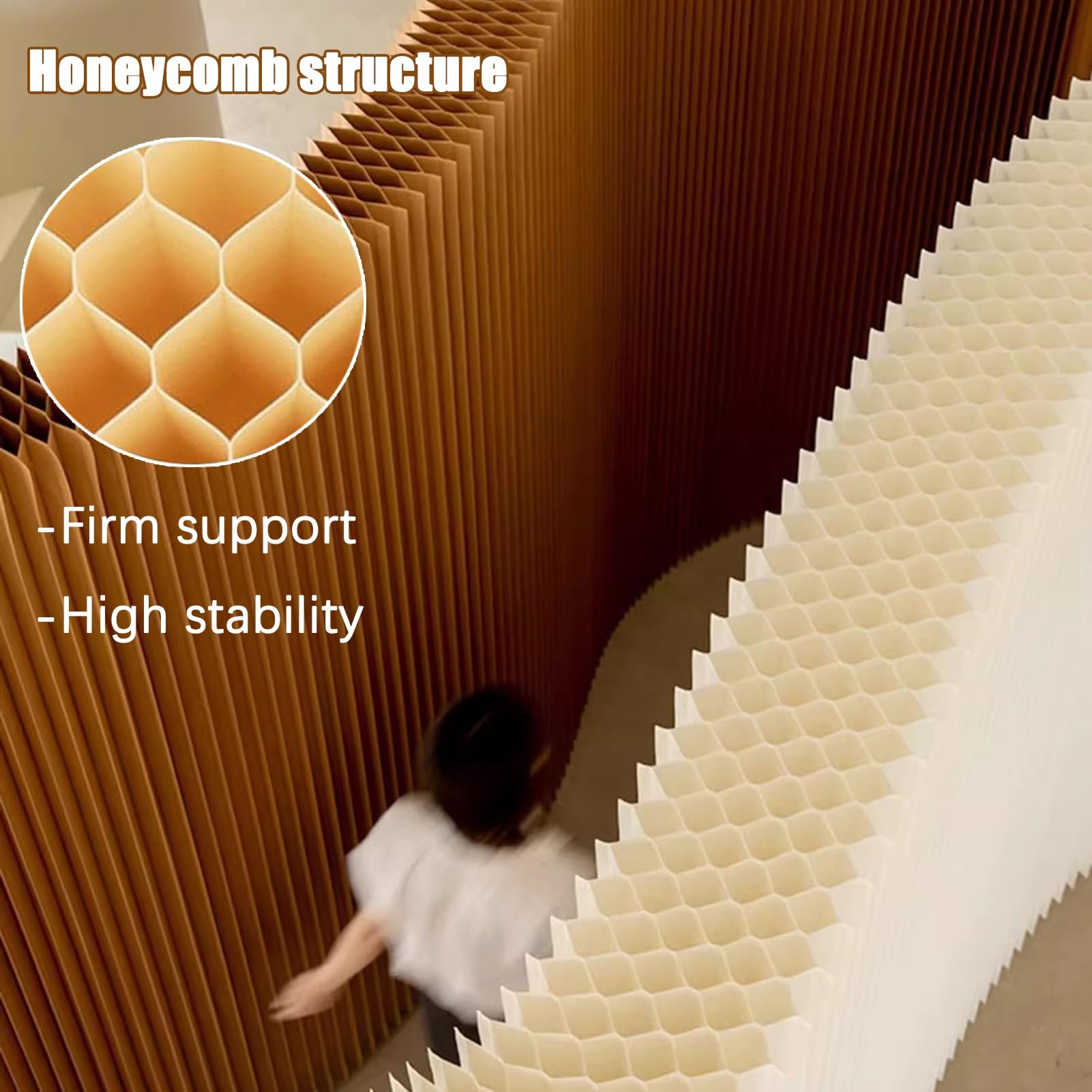 Biombo Divisor de Habitación Separadores de ambientes de papel para interiores con almacenamiento, pared divisoria de privacidad de oficina plegable y retráctil, divisor de pared de habitación para tr