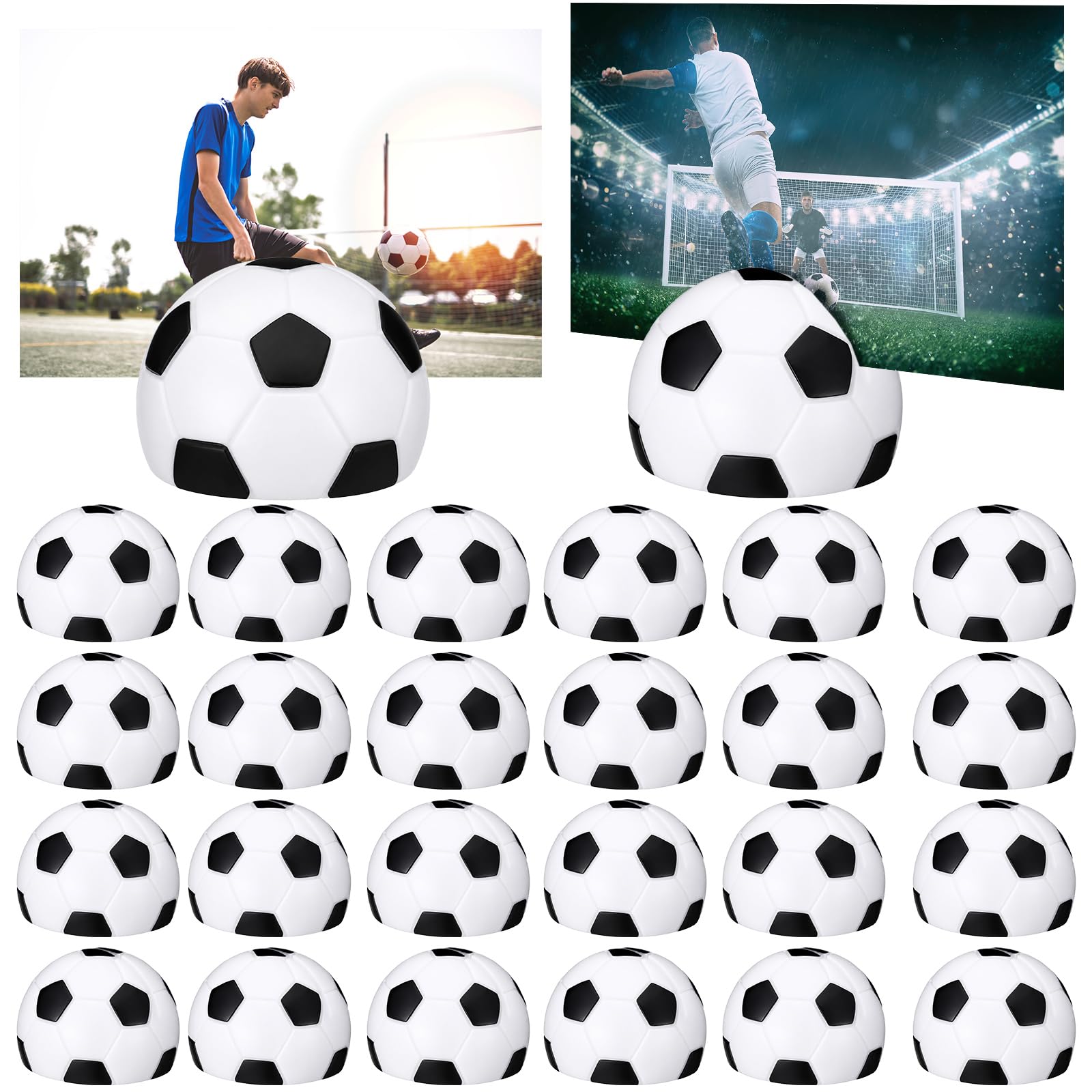 Leinuosen 24 pezzi Centrotavola in resina a forma di calcio, segnaposto, segnaposto, segnaposto, segnaposto, segnaposto, segnaposto, foto, per eventi sportivi, feste di nozze