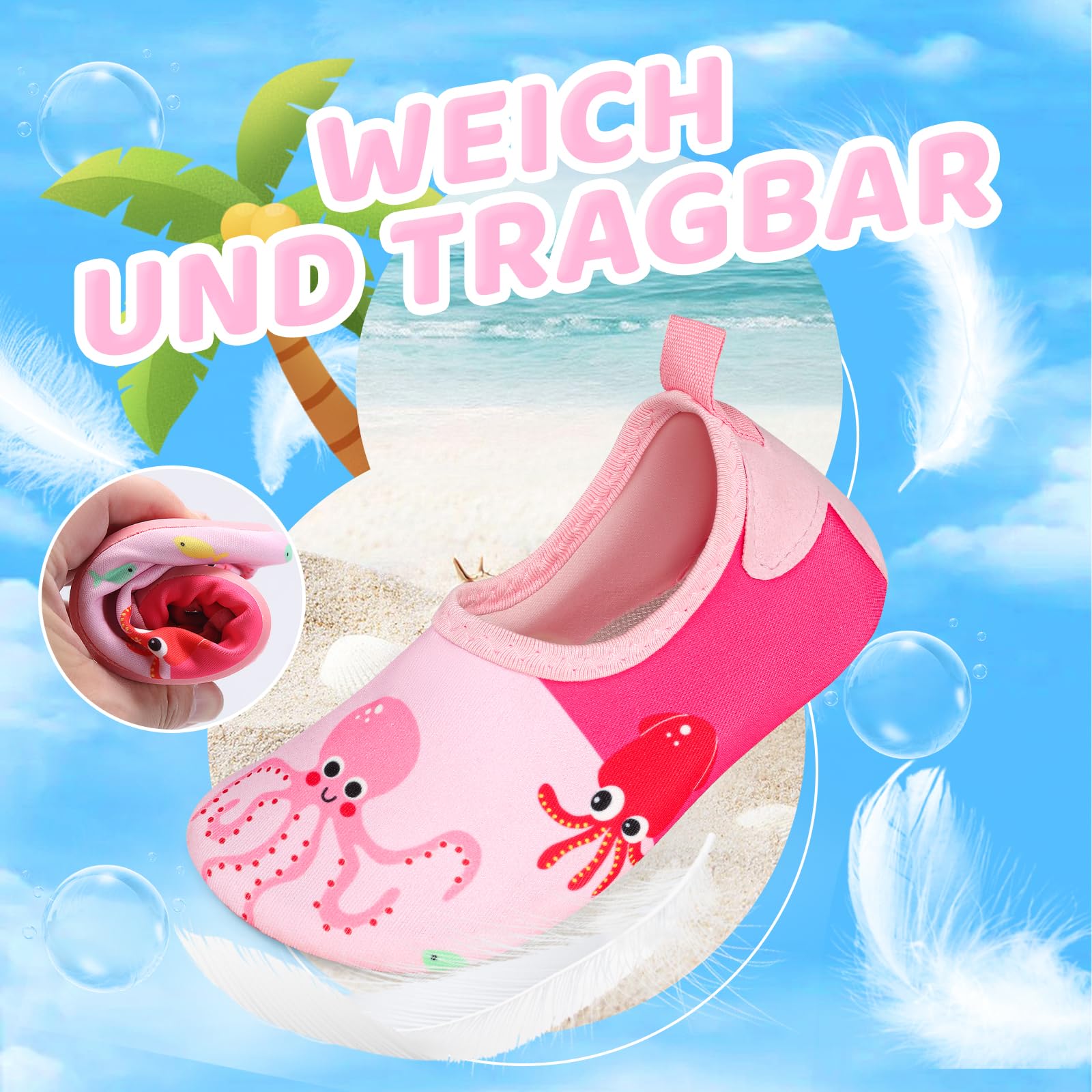 Scarpe da bagno per bambini, ad asciugatura rapida, da nuoto, per bambini, estive, antiscivolo, da spiaggia, 24 – 35 EU