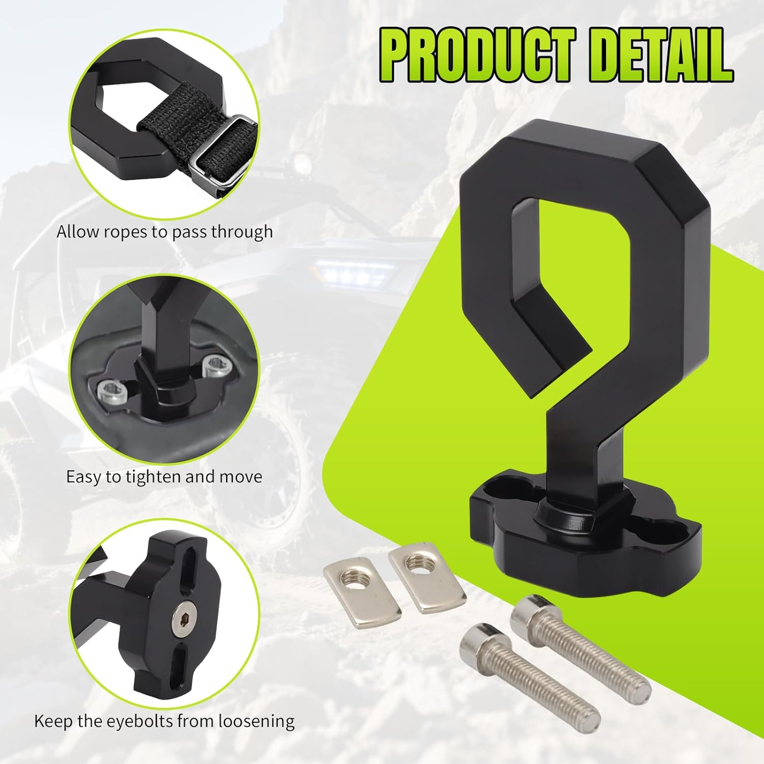 AUTOVIC Heavy-Duty ATV Tie Down Anchors Kit Aluminum Anchor Accessories for CF Moto UTV/ATV Low-Profile Design Stronger Clamping Force Mounts with Bolts 1 Set Black