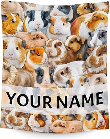 Personalized Guinea Pig Blanket Gifts with Name - 30x40 Inches Cute Throw for Girls & Boys - Brown Soft Fuzzy Blankets for Couch & Office