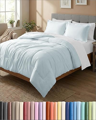 Miniatura 38 de Juego de edredón de tamaño Queen - Juego de cama de 3 piezas para todas las estaciones - 1 edredón suave acolchado con cintas en las esquinas y 2