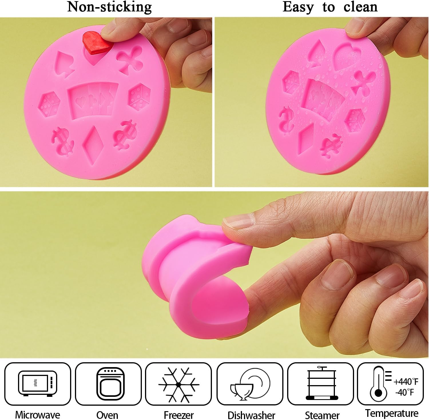 WILLBOND 2 Pcs Poker Silicone Molds, 3D Casino Fondant Cake Baking Mold