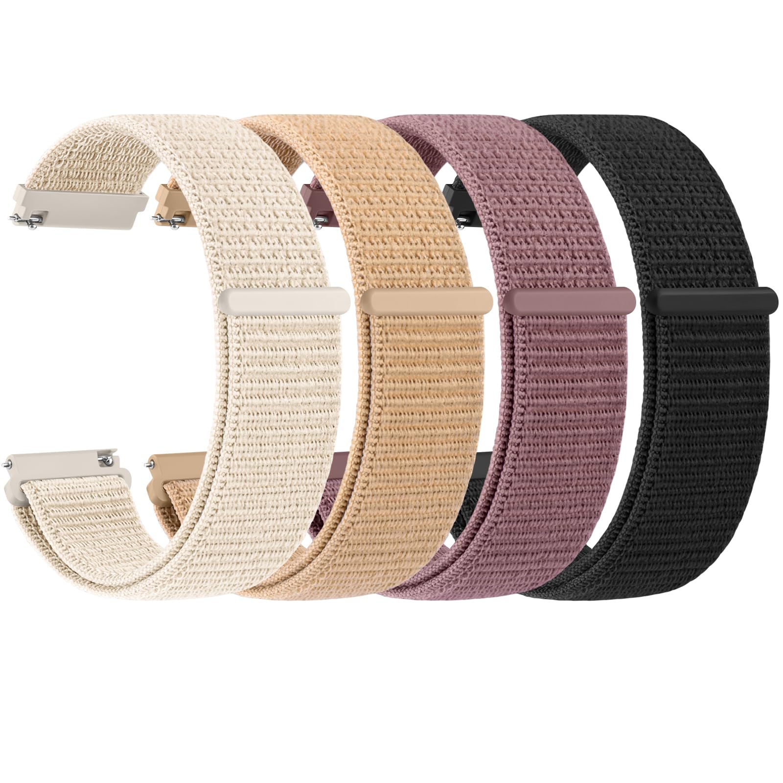 Nylon Watch Strap for Women Men, 22mm 20mm Replacement Bands with Velcro Closure, Quick Release Replacement Straps for Samsung Galaxy Watch/Garmin/Fossil/Amazfit/Huawei Replacement Watch Band 4PACK 05