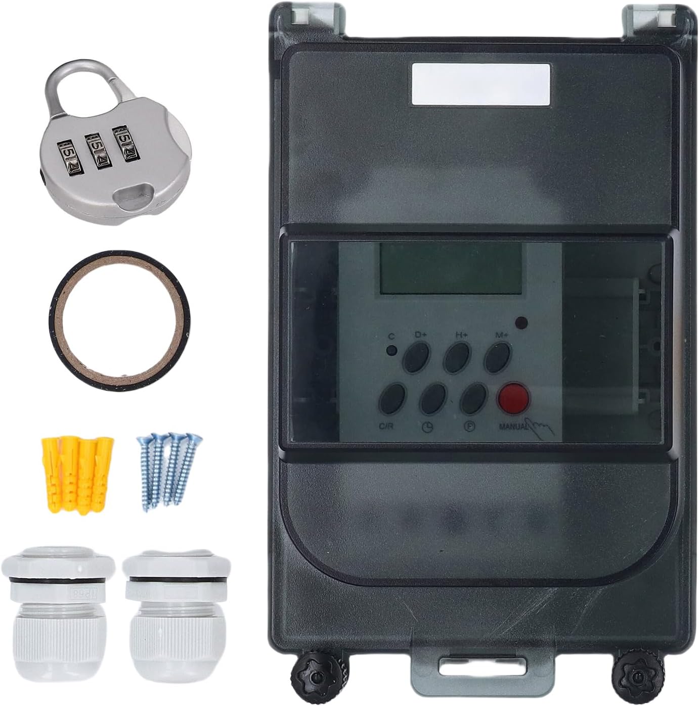 WALFRONT Pool Pump Timer Switch Programmable Digital Controller with Rainproof PC 28 On Off Settings 7 Day Memory for Pool Pumps