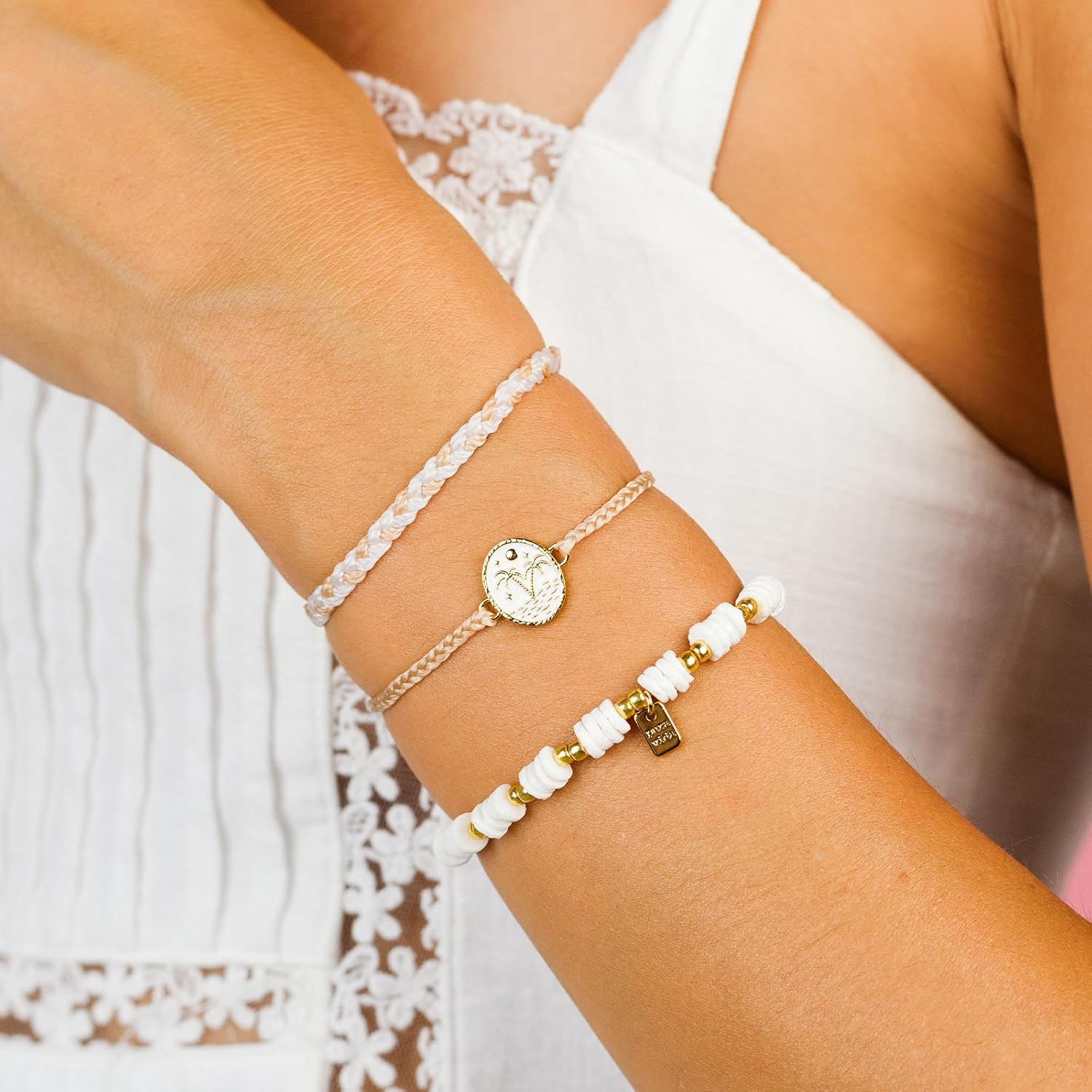 Pura Vida Bracelets Pack Puka Paradise Style Pack - 3-Piece Boho Bracelet Stack - Image 3