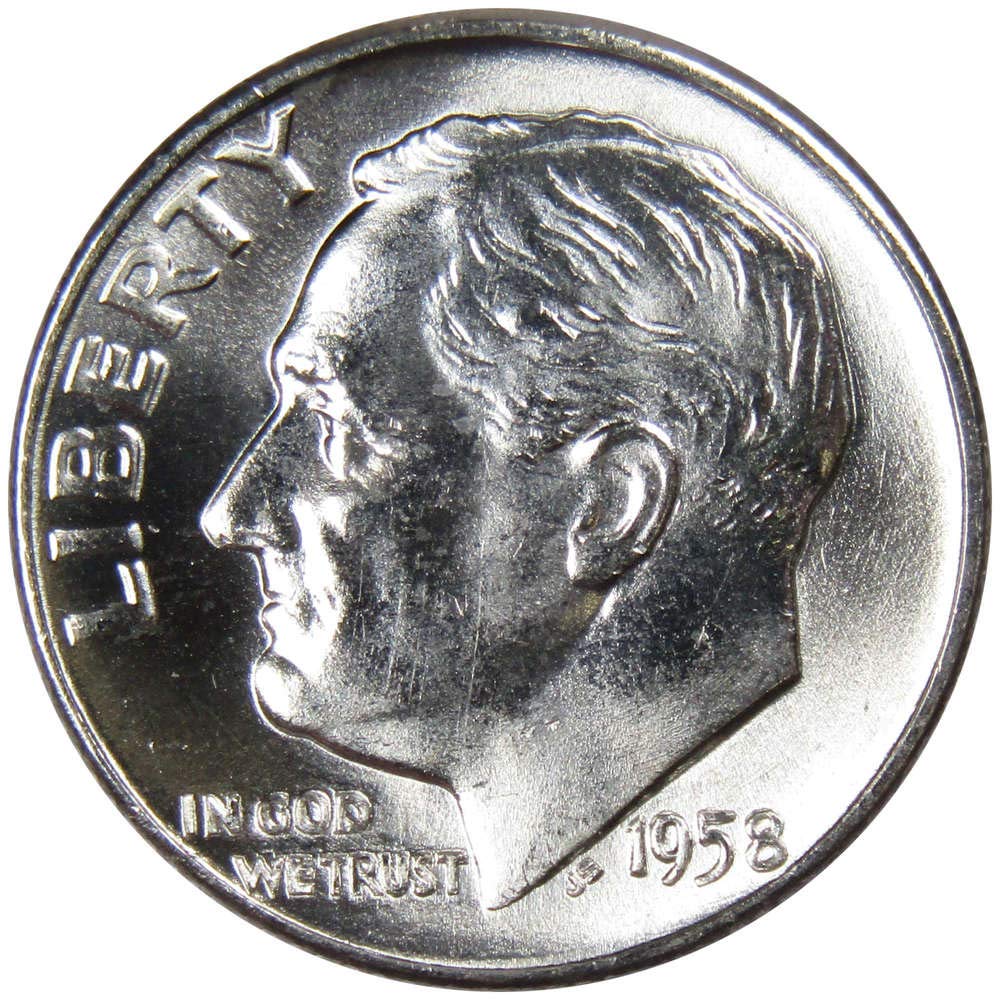 1958 D Roosevelt Dime BU Uncirculated Mint State 90% Silver 10c US