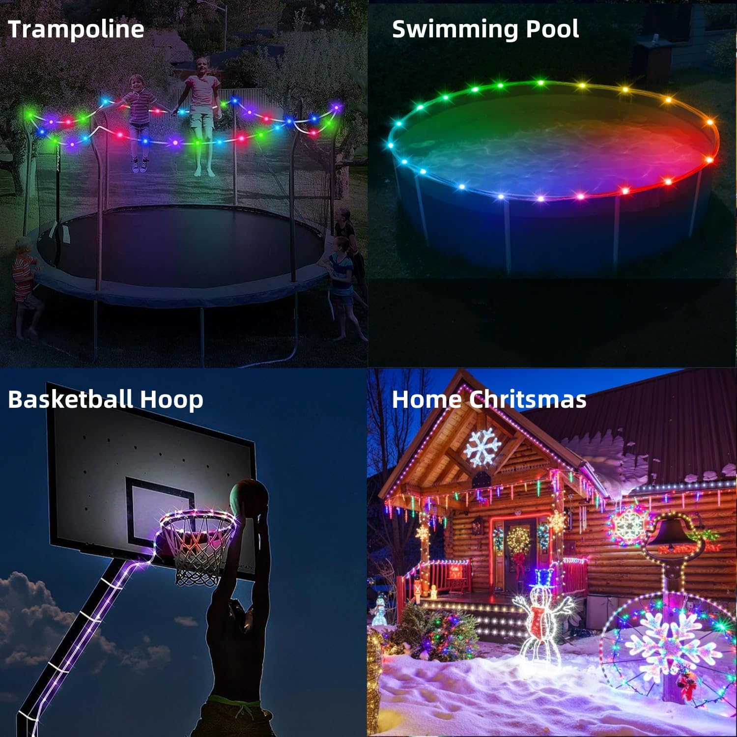 Battery Powered Golf Cart String Lights, 2 Pack Total 50FT IP68 RGB Dream Color Chasing Waterproof Golf Cart Parade Lights, Boat String Interior Light for SUP, Pontoon, Truck, RV, Pool