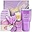 BODY & EARTH Self Care Gifts for Women Get Well Soon Gifts, Purple Birthday Gift Baskets, 8pcs Lavender Bath and Body Sets with 20oz Vacuum Insulated Tumbler Mother\'s Day Gifts for Mom
