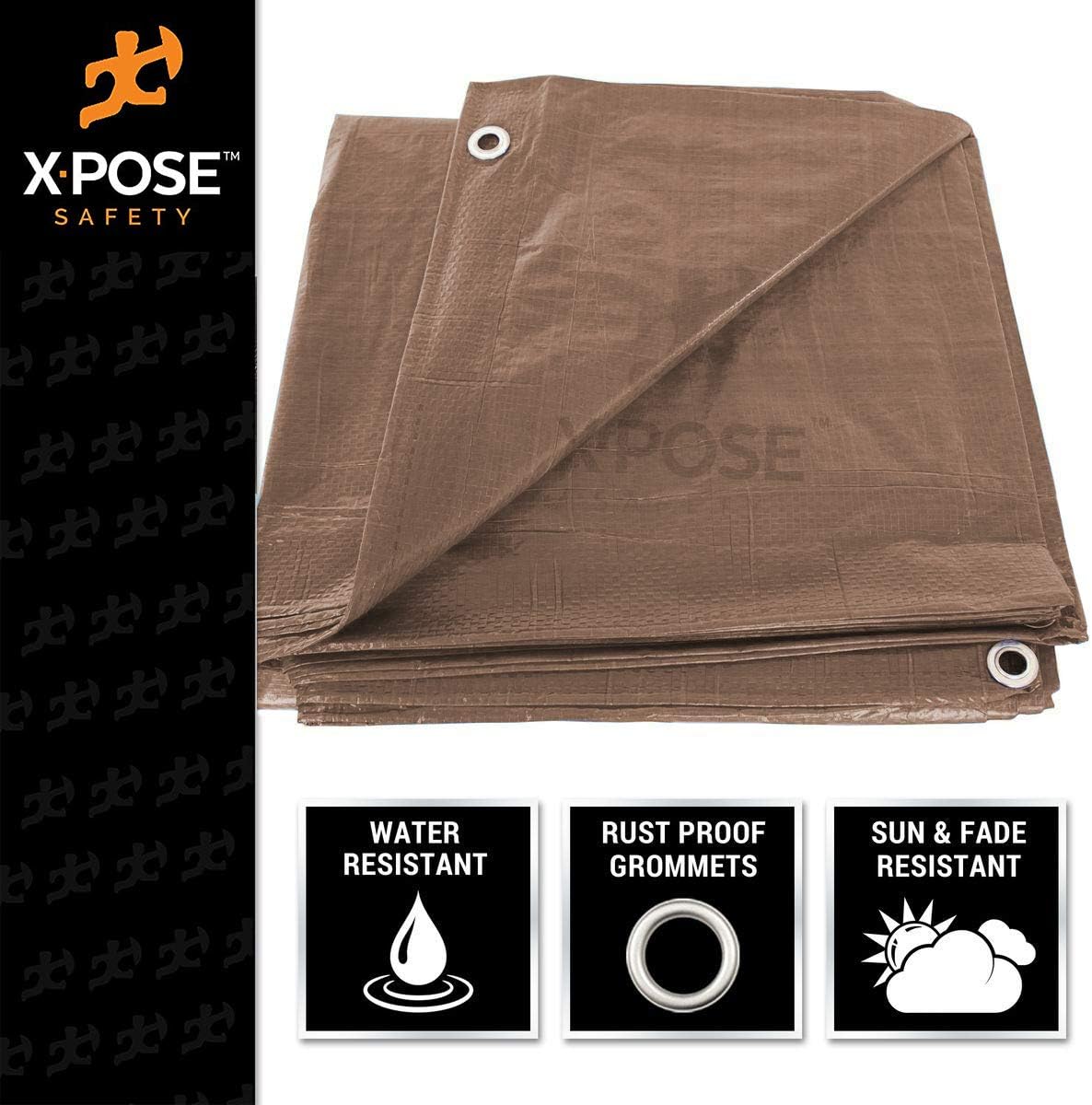 Up To 40% OFF Multipurpose Protective Cover Brown Poly Tarp 30' x 50' - Durable, Water Resistant, Weather Resistant - 5 Mil Thick Polyethylene - by Xpose Safety Greatest Product Multipurpose Protective Cover Brown Poly Tarp 30' x 50' - Durable, Water Resistant, Weather Resistant - 5 Mil Thick Polyethylene - by Xpose Safety
