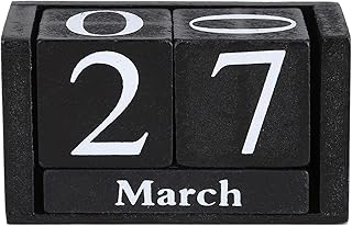 Zoternen ヴィンテージ木製カレンダー 木製キューブカレンダー デスクトップ木製ブロック月日付ディスプレイ ホームオフィスデコレーション 3.7 2.04 1.61インチ ブラック Zoternen7rokgys6nv-01