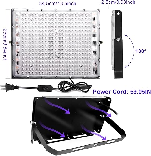 Miniatura 29 de Luces negras de 100 W, luz de inundación de luz negra con enchufe e interruptor, para fiesta brillante, Halloween, póster fluorescente, iluminación