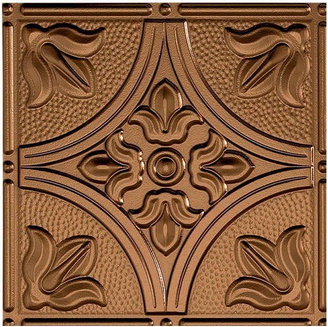 FASÄDE Traditional Style/Pattern 2 Decorative Vinyl Glue Up Ceiling Panel in Oil-Rubbed Bronze (12X12 Inch Sample)