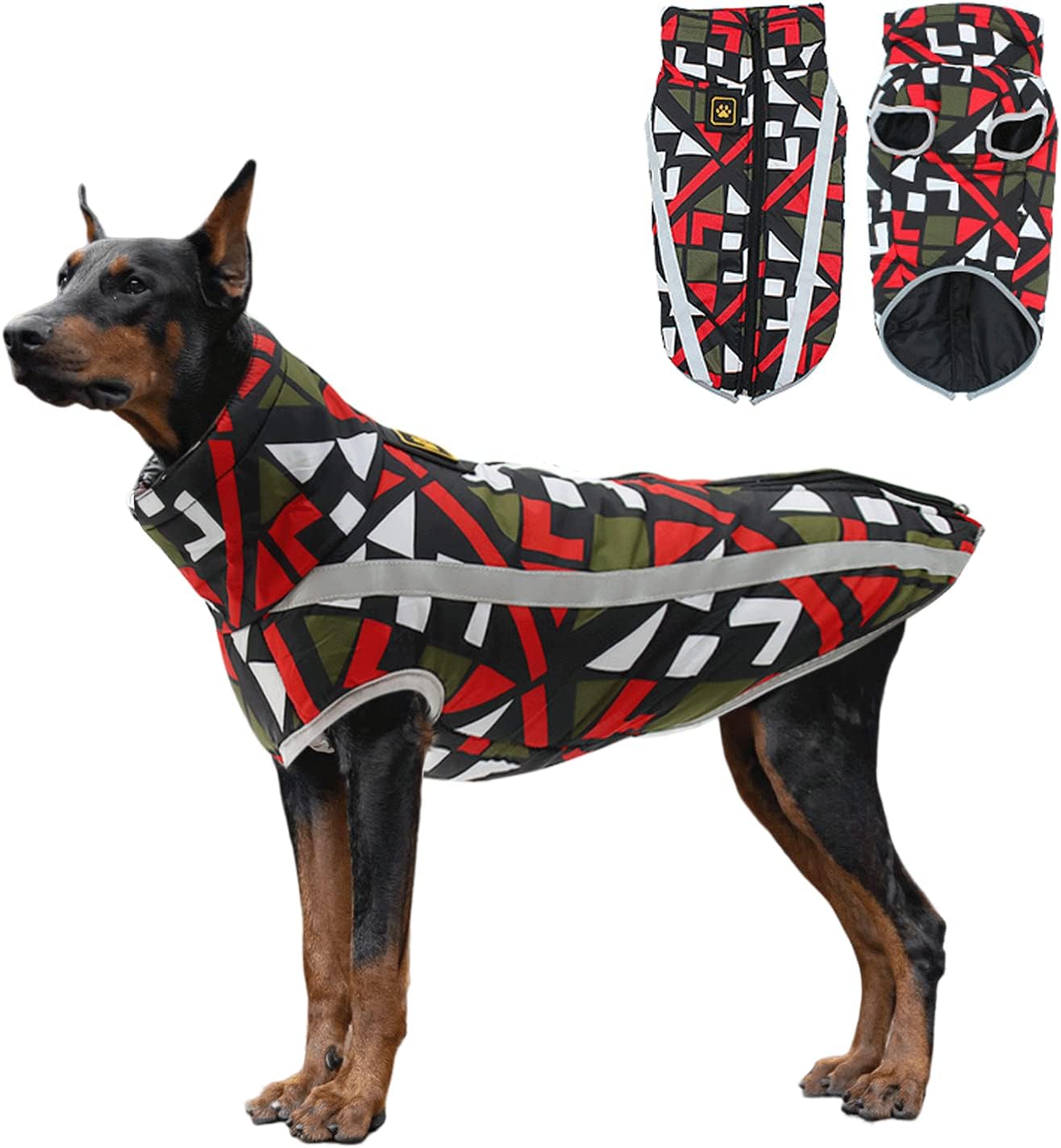 HUSDOW Winter Dog Coat with Adjustbale Collar, Warm Dog Jacket for Cold Weather, Lightweight Waterproof Windproof Pet Outwear Apparel…