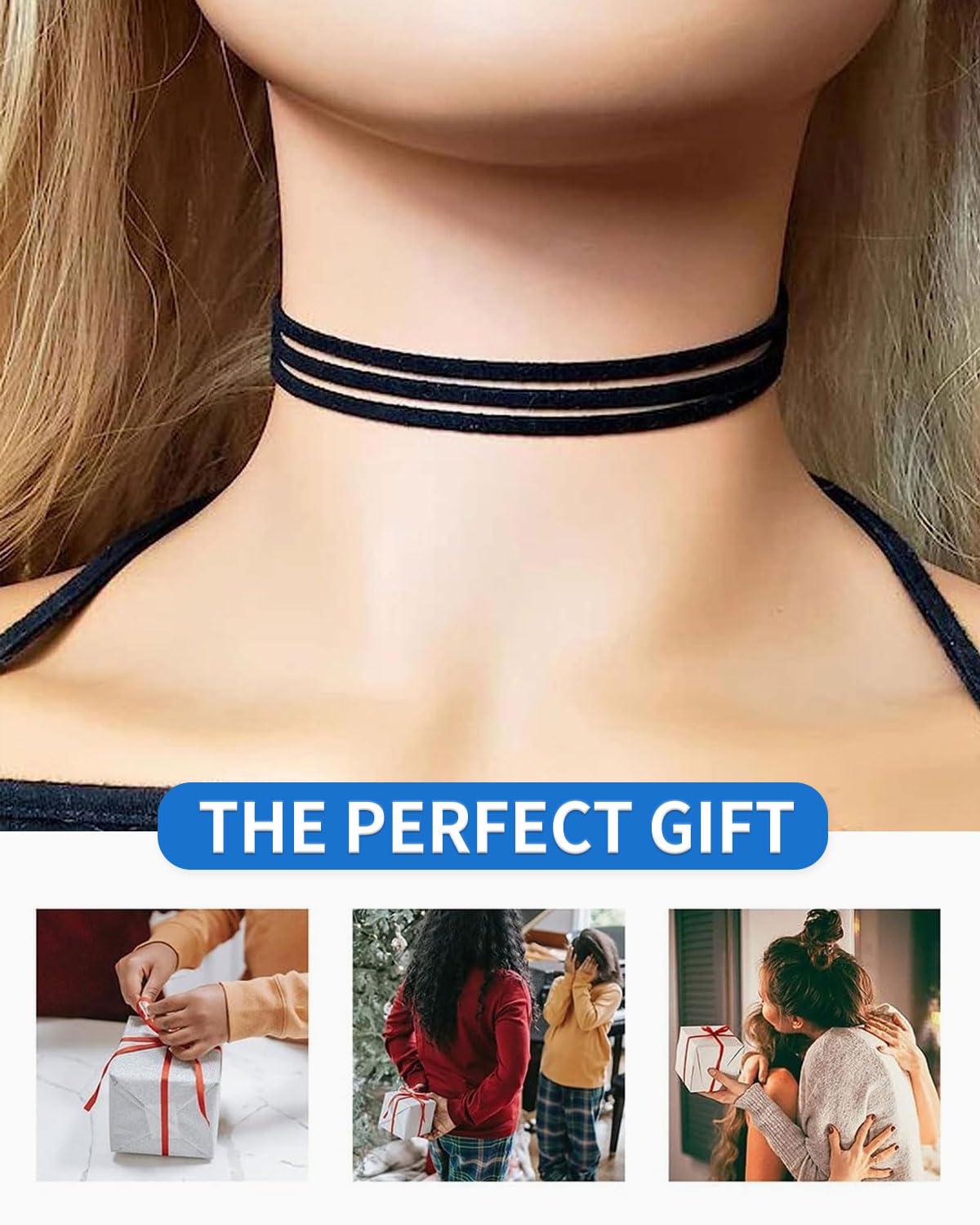 Prosy Collana Choker Gotica Argento Nero Velluto Statement Collana Girocollo per Donne e Ragazze