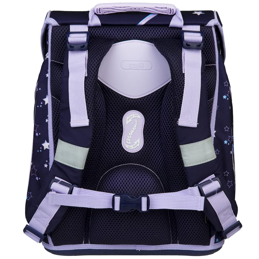 Dreamland - Einhorn SCOOLI Undercover EasyFit Schulranzen-Set 9tlg. mit Sporttasche, BROTDOSE, TRINKFLASCHE und SCHULTÜTE, Hellblau, Größe: 36,5 x 33 29 cm