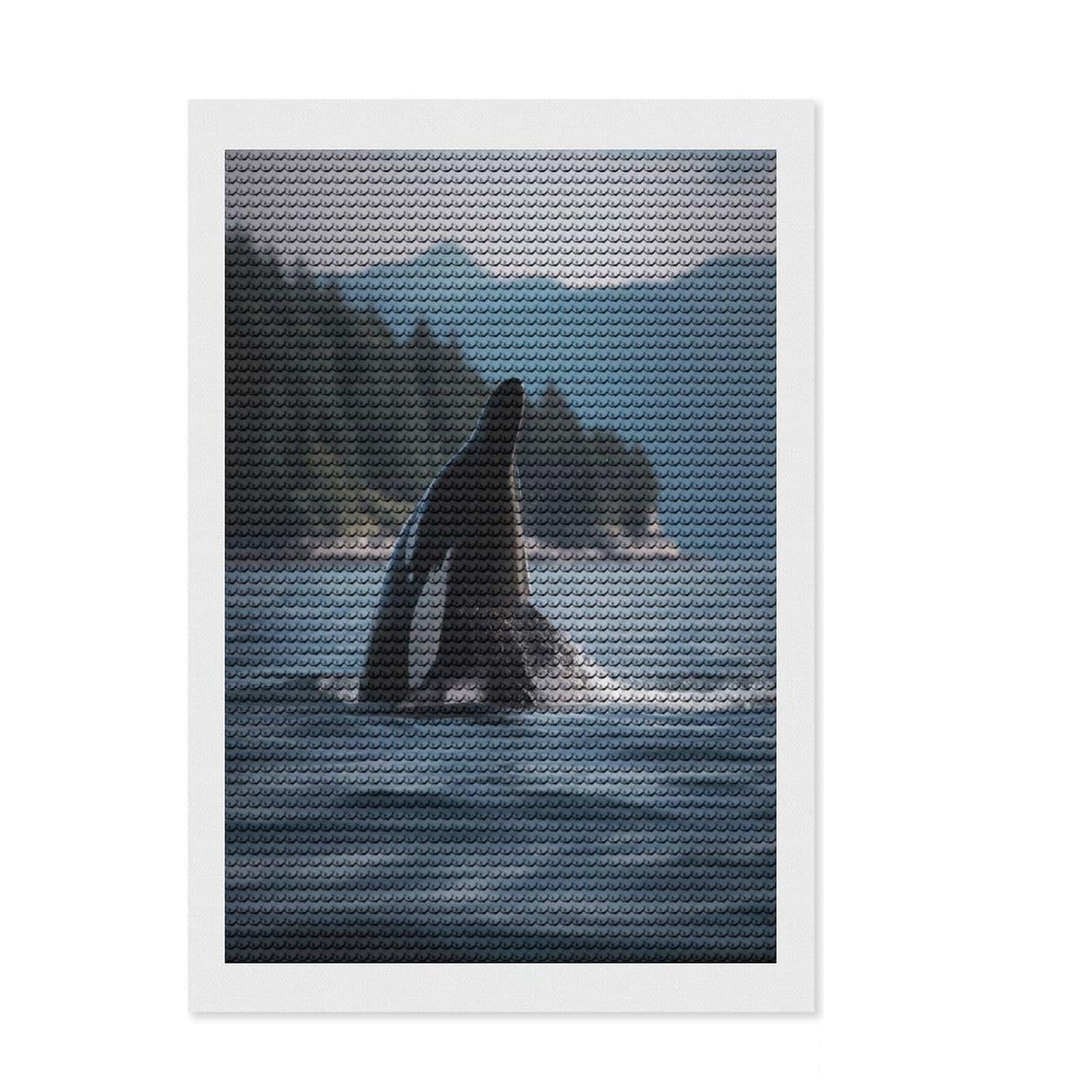 Junmoney Graceful Orca Diamond Painting Set 8"x12", for Craft Lovers, Complete Accessories, Birthday Gift, Bedroom Decor, with Tool Kit