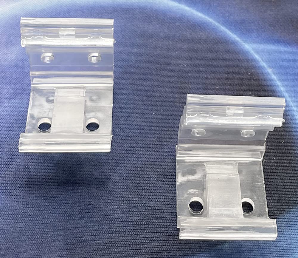 Cutelec 2 clips de soporte de plástico transparente ocultos para algunas persianas de vinilo o aluminio de 1 pulgada con riel de cabeza de 2,5 x 2,5 cm.
