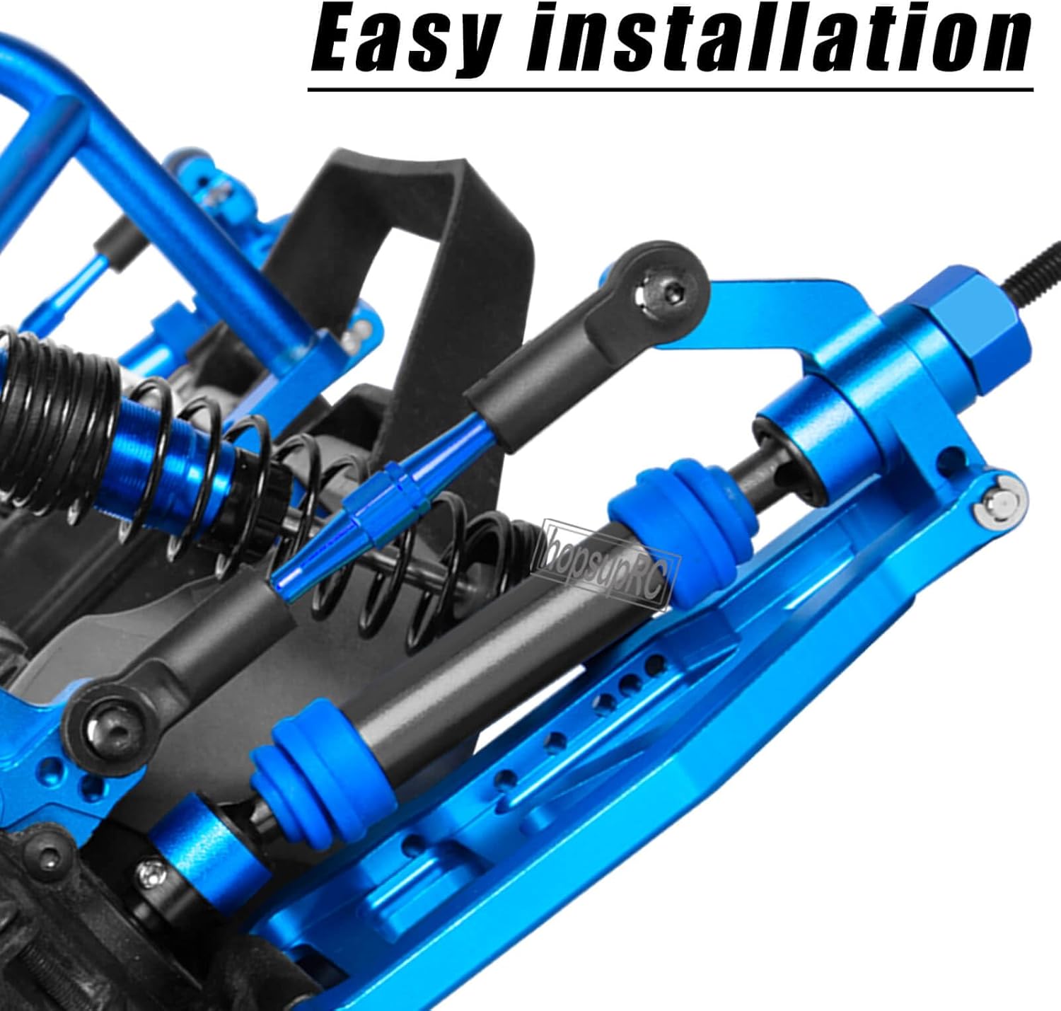 RC Harden Front Rear CVD Driveshafts Upgrades Part for 1/10 Slash&rustler&Stampede 4WD 4X4 (VXL),#45 Steel Drive Shaft Axles Hops up(4PCS),Black witrh Navy Blue