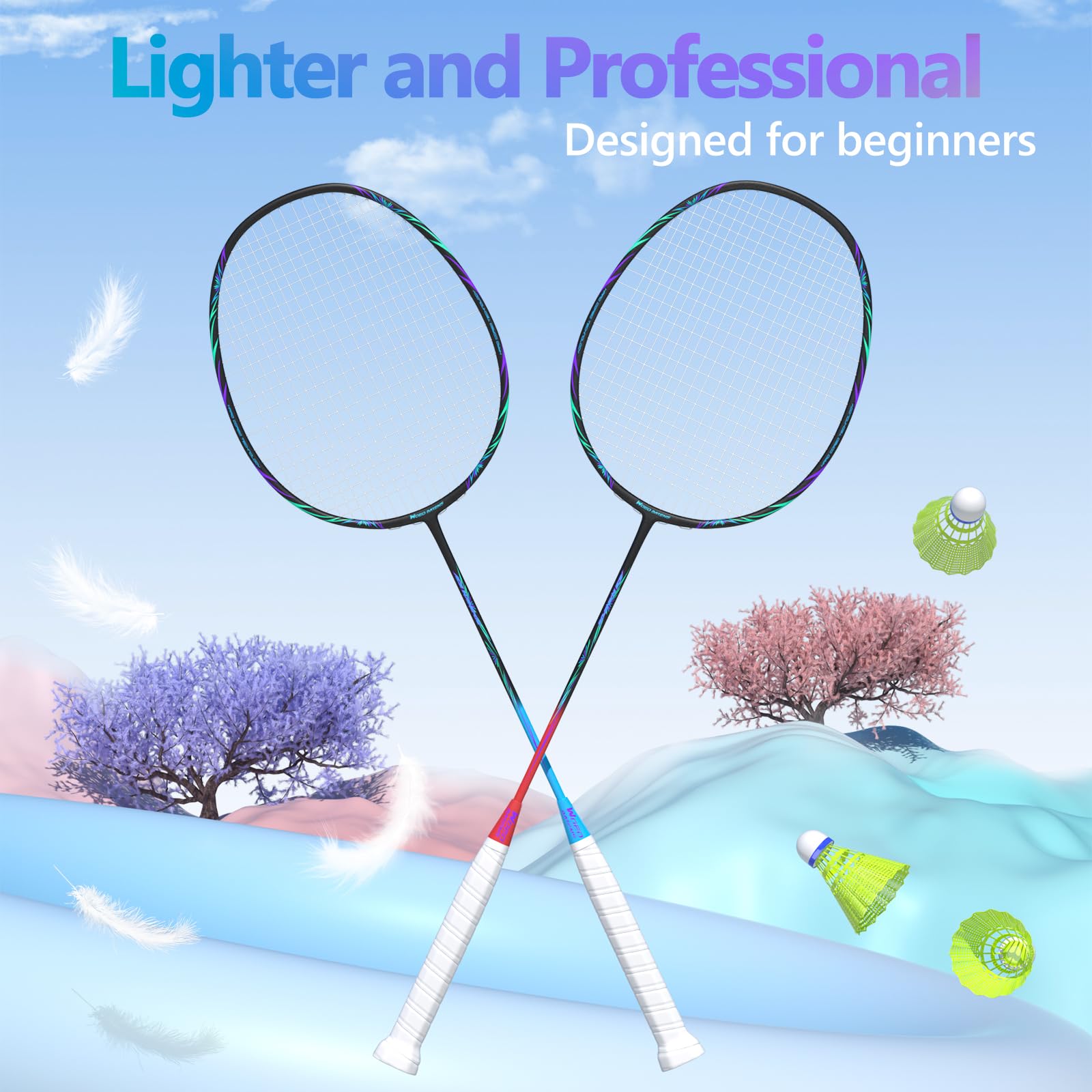 Badminton Gear 2-Pack Full Carbon Fiber Badminton Rackets ...
