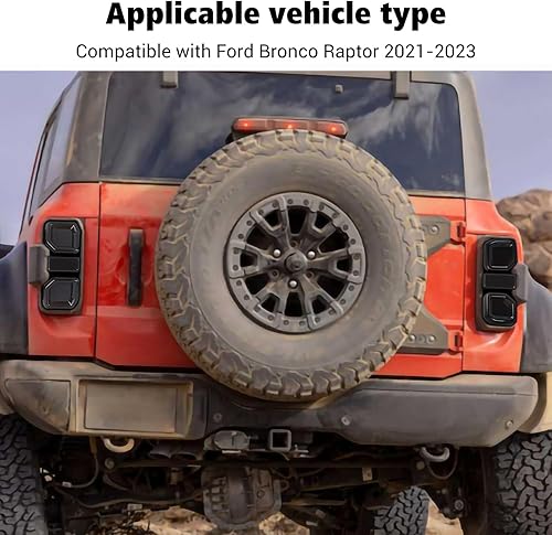 Vista 3 de Voodonala Cubierta de lámpara de advertencia para portón trasero de Ford Bronco Raptor para Ford Bronco Raptor 2021-2023