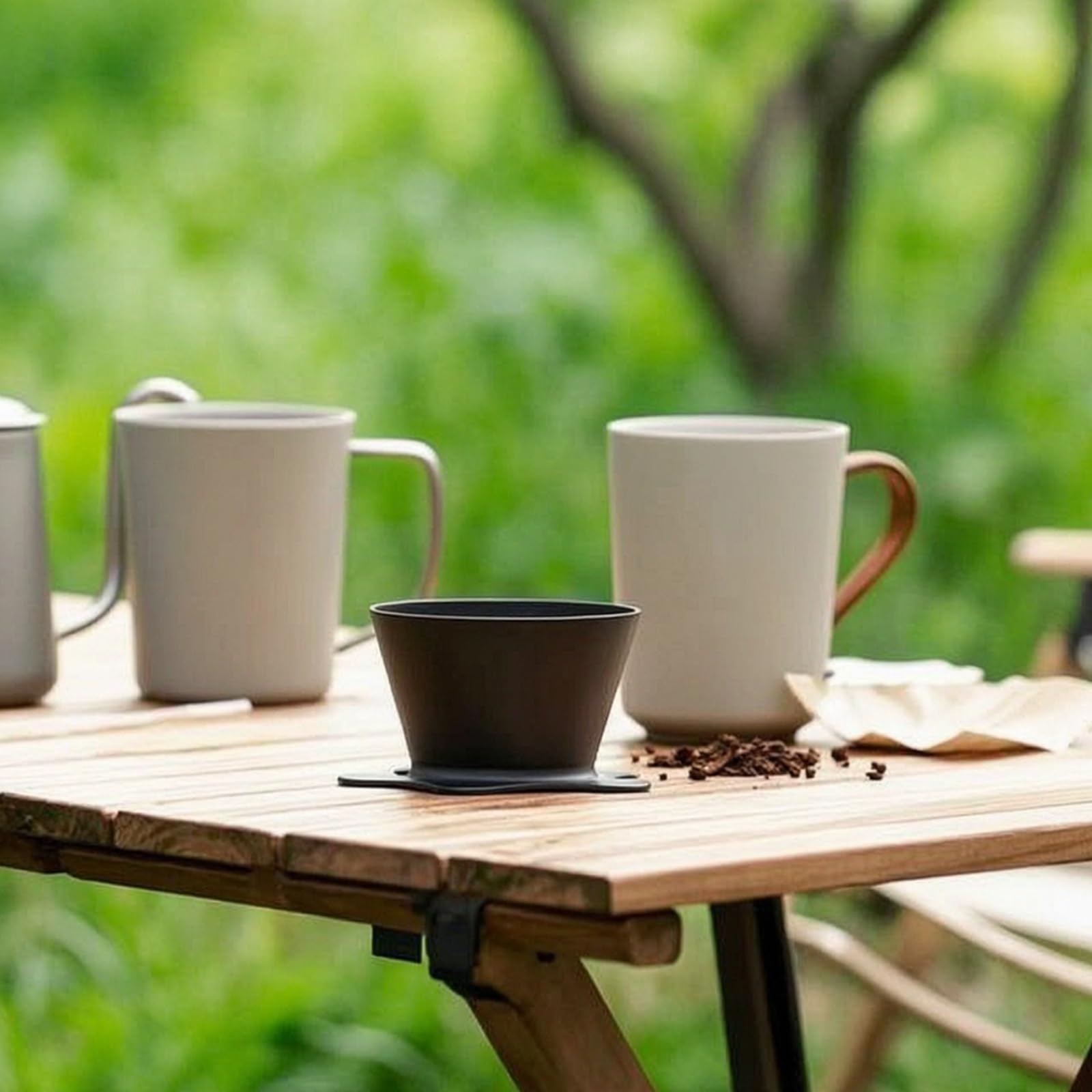 Kaffeedripp Kompakt Kaffeefilt mit Standfuß Pour-Kaffeebeit für Kaffeeliebhab, Baristas, Küche, Büro, Silber, Orea Konischer Filterbecher Aus Edelstahl Spiegel