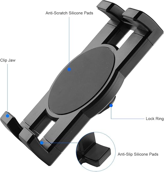 Mippko Tablet Holder for Desk/Table/Easel/Board/Shelf,360 Adjustable Aluminium Alloy Arm Metal Clamp iPad Mount,Compatible with 7~12.9 iPad/Nexus/LG G Pads/e-Reader/Switch