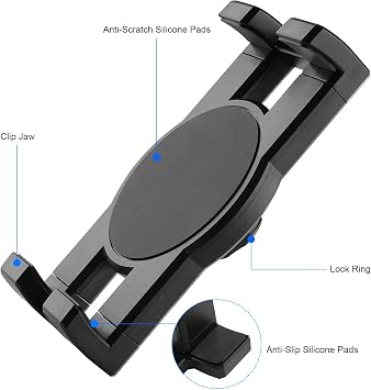 Mippko Tablet Holder for Desk/Table/Easel/Board/Shelf,360 Adjustable Aluminium Alloy Arm Metal Clamp iPad Mount,Compatible with 7~12.9 iPad/Nexus/LG G Pads/e-Reader/Switch