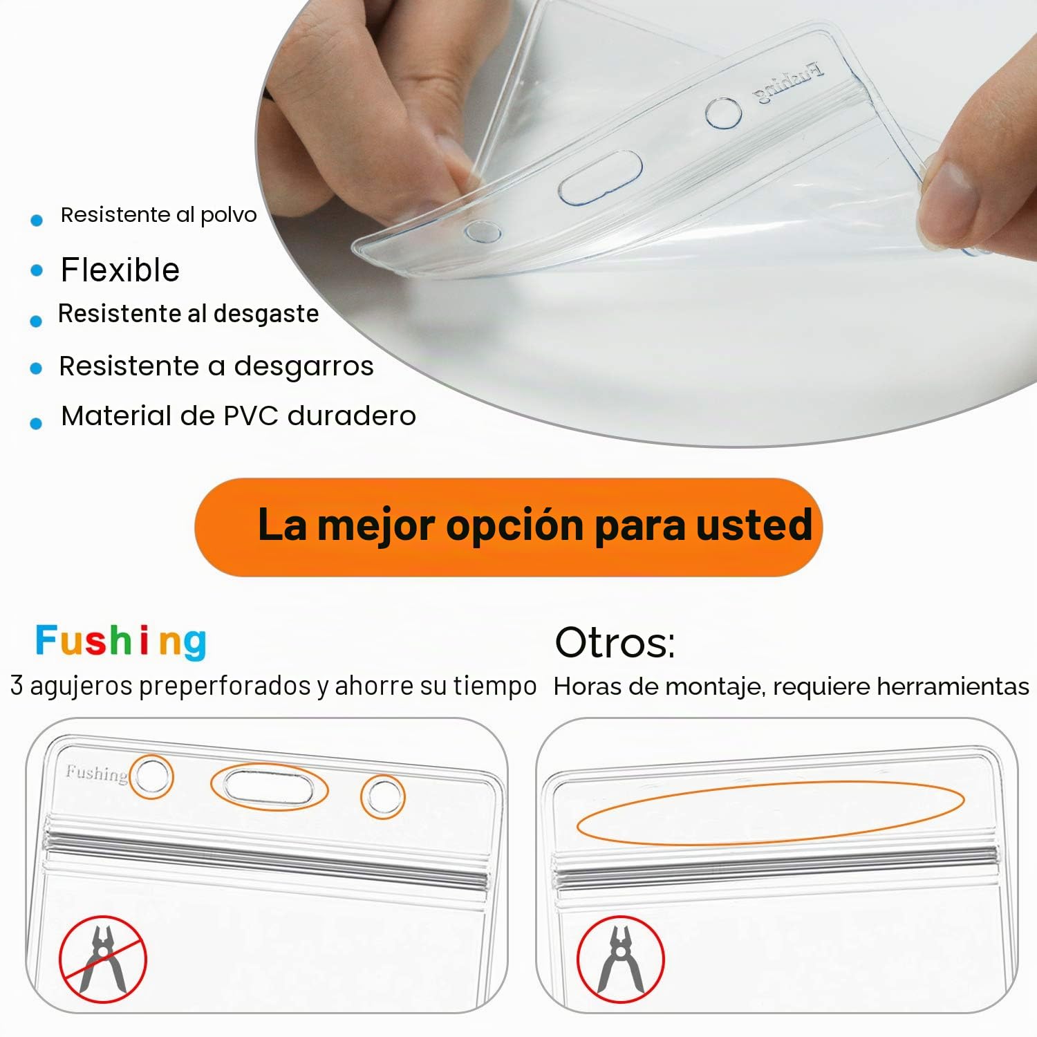 Fushing 100 Piezas De Plástico Transparente De Nombre Horizontal De Identificación De La Insignia De Titulares De Tarjeta De Identificación