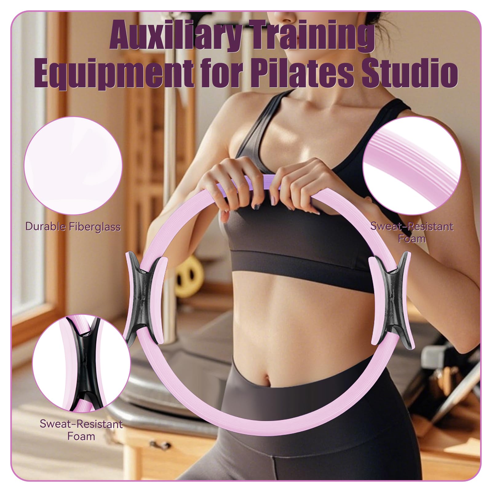 COONE Kit Pilates Maison, Anneaux De Pilates, Better Me Pilates Kit, Comprend l'anneau De Pilates Le Ballon De Yoga La Sangle D'assistance De Yoga l'anneau De Yoga pour Les Jambes