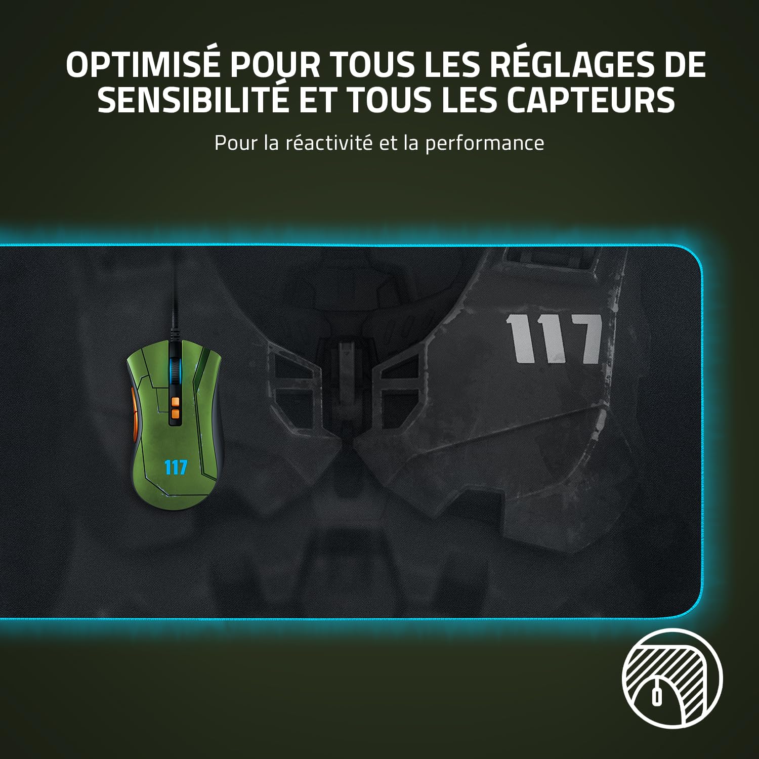 Razer Goliathus Extended Chroma - Tapis de Souris Gaming XXL Extra Large et Doux avec éclairage RGB (Support de câble, Surface en Tissu, Bord matelassé) Halo Infinite Ed.