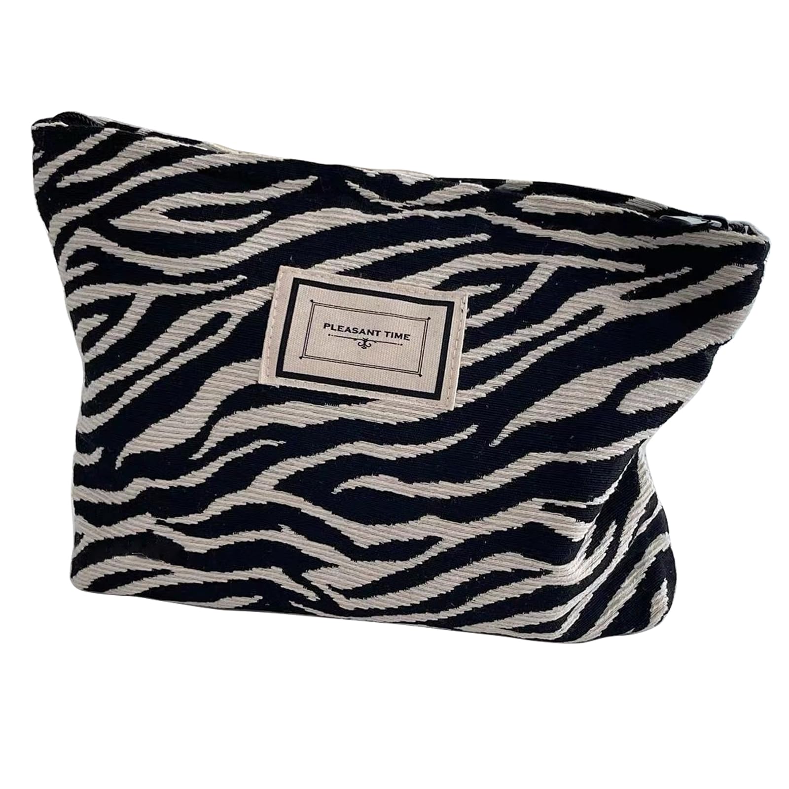Canvas Cosmetic Bag, 27x22cm Canvas Cosmetic Leopard Make Up Bag, Portable Travel Makeup Pouch with Zipper