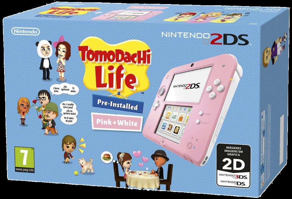 Nintendo 2DS - Consola, Color Rosa + Tomodachi Life (Preinstalado)