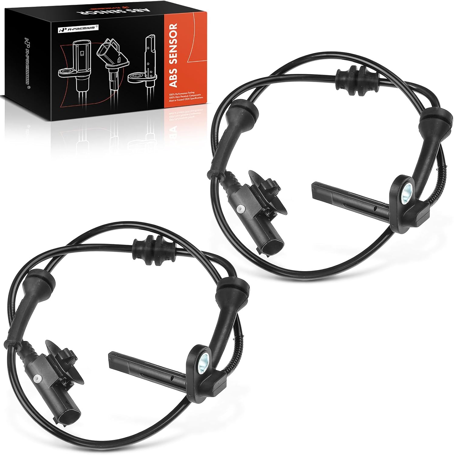 A-Premium ABS Wheel Speed Sensor Compatible with Chrysler Models - 200 2015-2017, L4 2.4L/V6 3.6L - Front Driver and Passenger Side, 2-PC Set, Replace# 68160057AB, 68160057AC