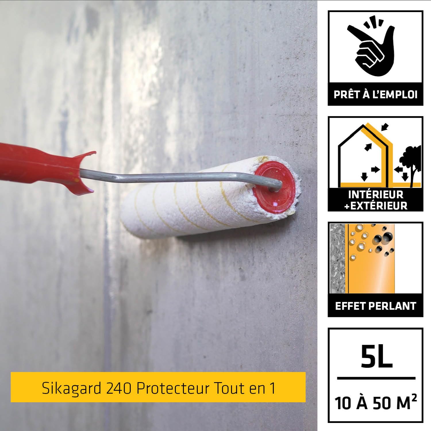 SIKA Sikagard 210 Protecteur Sol Mat, Hydrofuge, Imperméabilisant effet mat pour sols, éàL, Incolore & Sikagard 240 Protecteur Tout en 1, Protection hydrofuge façade, mur, toiture et sol, 5L
