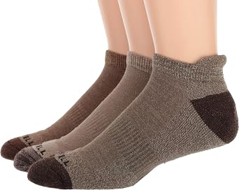 Merrell Unisex Adult Mens And Womens Wool Everyday - 3 Pair Pack Cushioned Hiking Socks, Low Cut Tab - Olive Assorted, Medium-Large US