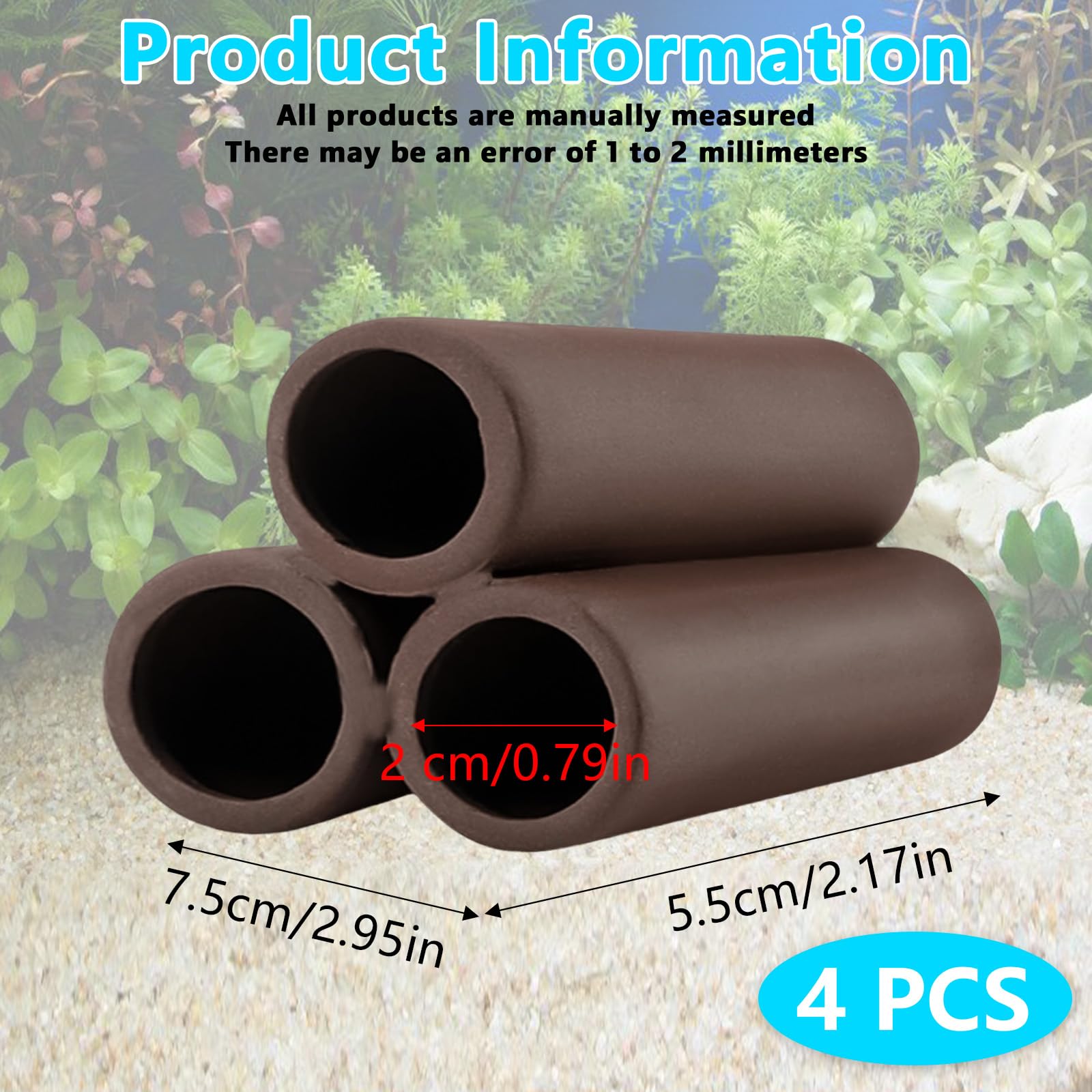BAIFULAI Lot de 4 cachettes en céramique pour aquarium, accessoire de réservoir de poissons, décoration d'aquarium, grotte pour crevettes, poissons, crevettes, cavité en céramique pour aquarium