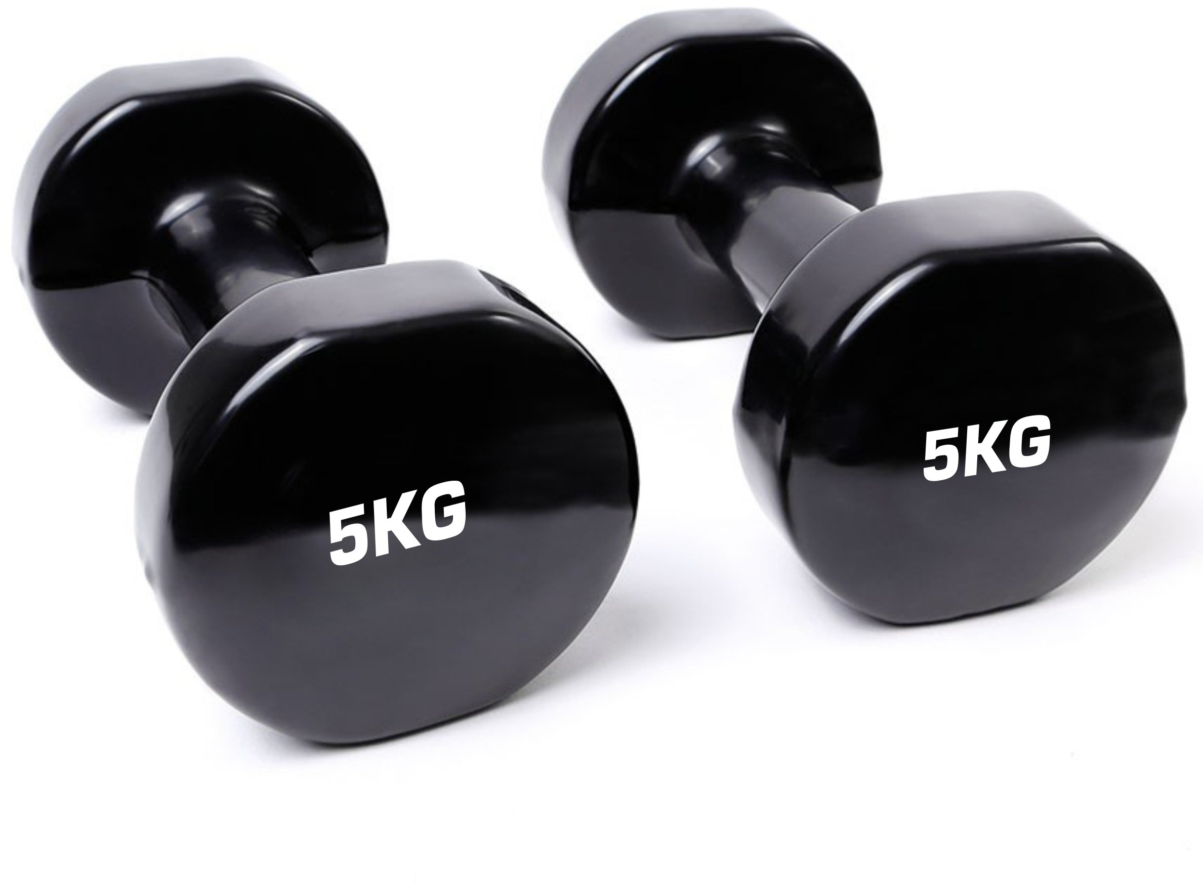 TNP Accessories Cast Iron Vinyl Lifting Dumbbell Training Set of Hand Weights Home Gym Exercise Pilates for Men or Women (Black, 5Kg (Pair))