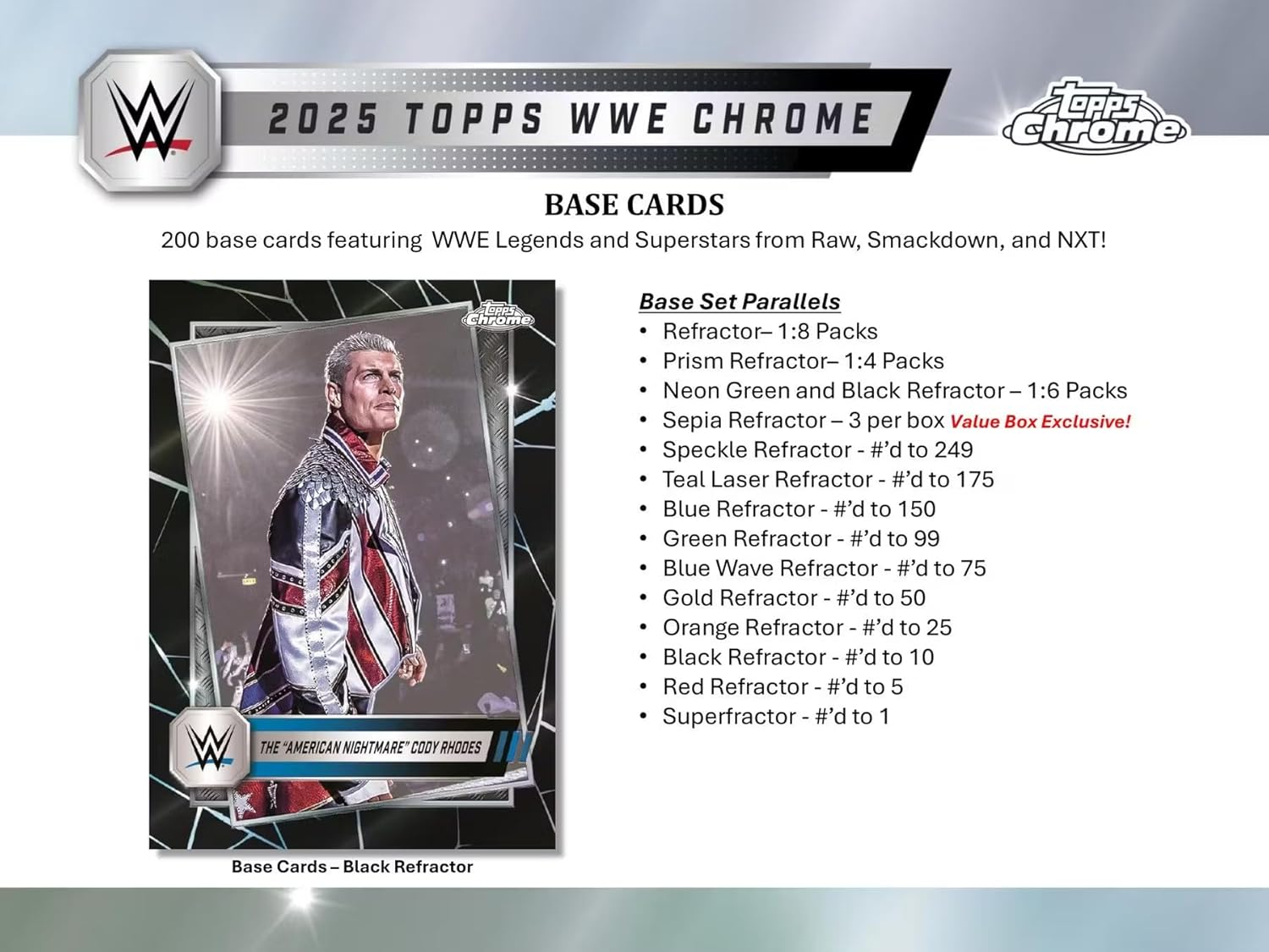 2025 Topps Chrome WWE Wrestling 7-Pack Blaster Trading Card Box