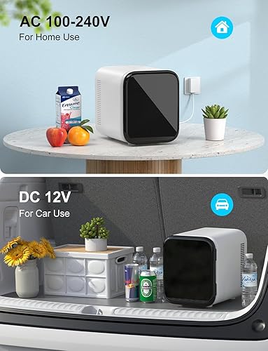Miniatura 7 de CROWNFUL Mini nevera, refrigerador portátil para el cuidado de la piel de 4 litros6 latas, enfriador ACDC y calentador personal para dormitorio,